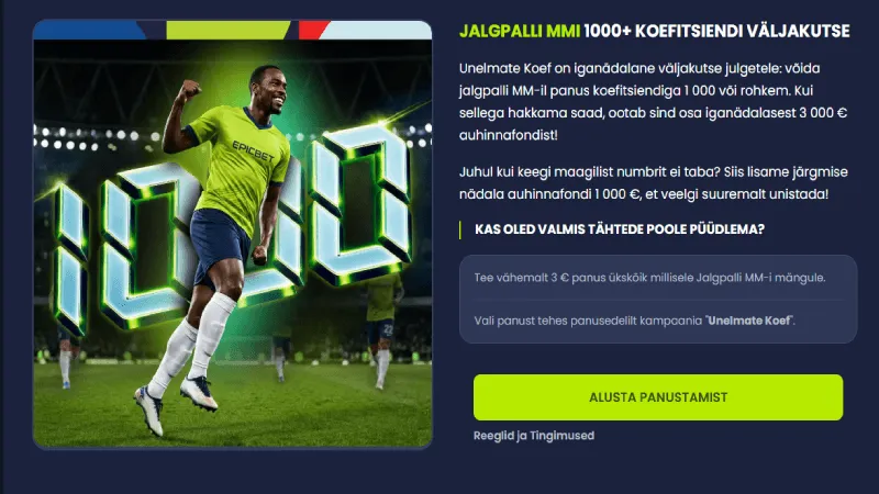 epicbet jalgpalli mm pakkumine